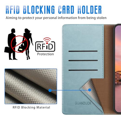 Wallet Case for Samsung Galaxy A17 5G, Sky Blue | RFID-Blocking Card Holder, Kickstand, Magnetic Closure, PU Leather Folio Flip Cover, Protective Women Men Cases - color: Sky Blue, size: SamsungGalaxy A17