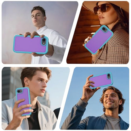 for iPhone 17e Case & iPhone 16e Case, Military-Grade Drop Protection Dual-Layer Rugged Shell with Screen Protector, Full-Body Non-Slip Shockproof Heavy Duty Protective Bumper Phone Cover (Purple) - color: Purple