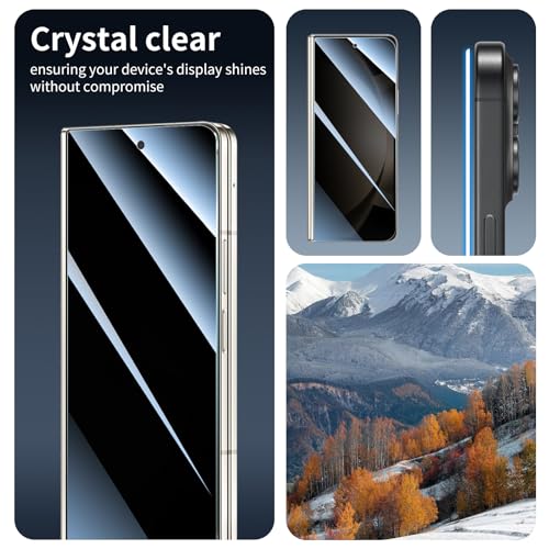 Privacy Screen & Camera Lens Protector for Samsung Galaxy Z Fold5, Double Shatterproof Anti-Spy Tempered Glass, Private Black Protection, 9H Hardness Anti-Scratch Case-Friendly, 3 Pack Each - color: Fold5 Black