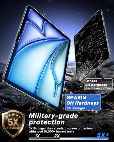 SPARIN 2 Pack Screen Protector for iPad Air 11 Inch M4 2026/M3 2025/M2 2024 | 9H Tempered Glass for iPad Air 8th/7th/6th Generation Anti Scratch, Easy Installation Box, Apple Pencil Pro & Case Compatible - size: iPad air 11" 2026/2025/2024