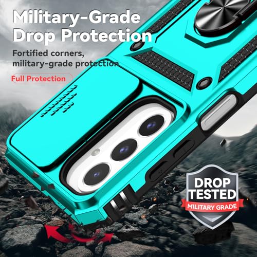 for Samsung Galaxy A17 / Galaxy A26 5G Case, with Slide Camera Cover HD Screen Protector [Military Grade Drop Tested] Ring Holder Kickstand Protective Phone Case for Samsung Galaxy A17, Mint - color: Mint w/ Slide Camera 2nd gen. Military Grade