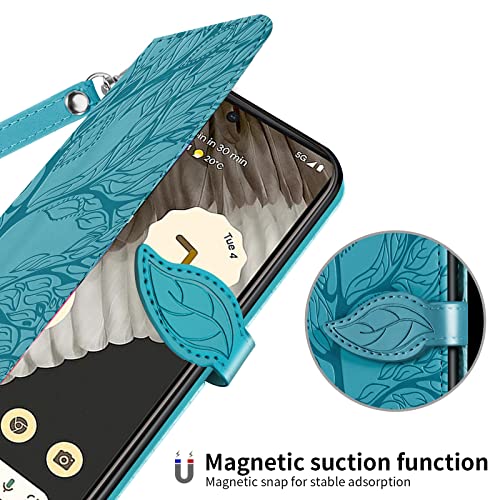 Wallet Case for Google Pixel 7 Pro with Card Holder/Slot,PU Leather Folio Flip Shell [Kickstand][Magnetic Closure][Wrist Strap] Shockproof Cover Fit Google Pixel 7 Pro, Turquoise - color: Turquoise, size: Google Pixel 7 Pro