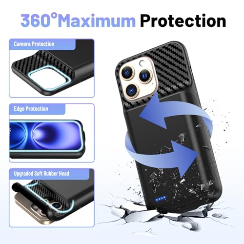 Battery Case for iPhone 16 Pro Max (6.9inch), 13800mAh High Capacity Charging Charger Case 2026 Upgraded Extended Battery Back with Tempered Glass Screen Protector for iPhone 16 Pro Max, Black - size: for iPhone 16 Pro Max (6.9inch)