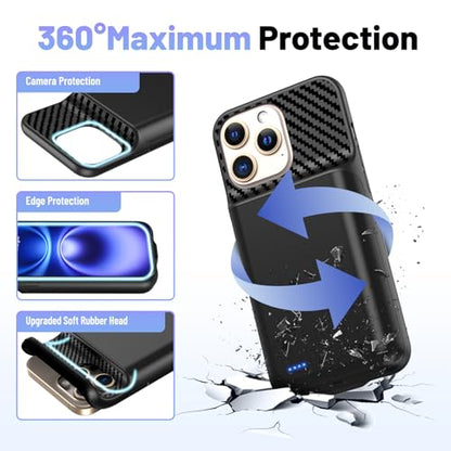 Battery Case for iPhone 16 Pro Max (6.9inch), 13800mAh High Capacity Charging Charger Case 2026 Upgraded Extended Battery Back with Tempered Glass Screen Protector for iPhone 16 Pro Max, Black - size: for iPhone 16 Pro Max (6.9inch)