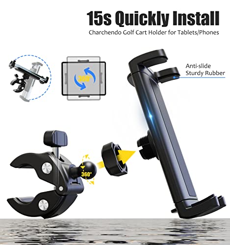 Charchendo 2-in-1 Golf Push Cart/Stroller Tablet Phone Mount 4-13"