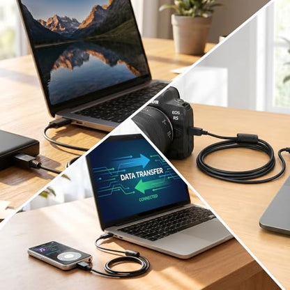 BERLAT Mini USB to USB C Cable 5FT 2-Pack Ferrite for Camera