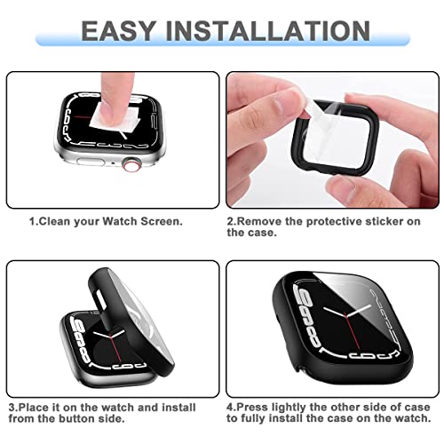 Rontion 6 Pack Hard PC Case for Apple Watch 40mm SE 3/SE 2/ Series 6/SE/5/4 | Ultra-Thin Scratch Resistant Tempered Glass Screen Protector Full Protective Bumper Face Cover Compatible with iWatch 40mm - color: Black+Clear+Silver+Rose Gold+Pink+Leopard, si