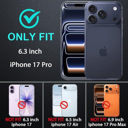 YKHJKLEC for iPhone 17 Pro Case, Military Grade 3 in 1 Heavy Duty Shockproof/Drop Proof/Dust Proof Case with 2Pcs Tempered Glass Screen Protector (Blue/Turquoise) - color: Blue/Turquoise