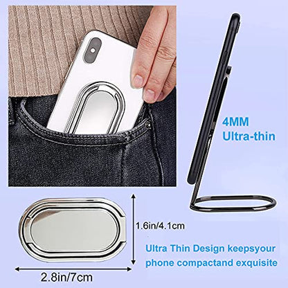Cell Phone Ring Holder Finger Kickstand, CLZWiiN Foldable 360° Rotation Cellphone Stand for Desk, Office Desktop, Magnetic Car Mount, Metal Multi-Angle for Phone Back Grip (Silver) - color: Silver