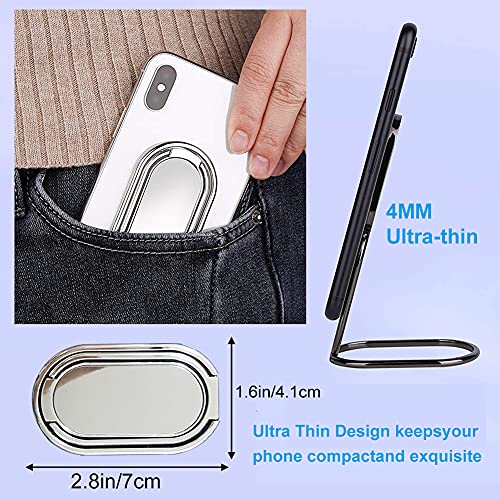 Cell Phone Ring Holder Finger Kickstand, CLZWiiN Foldable 360° Rotation Cellphone Stand for Desk, Office Desktop, Magnetic Car Mount, Metal Multi-Angle for Phone Back Grip (Silver) - color: Silver