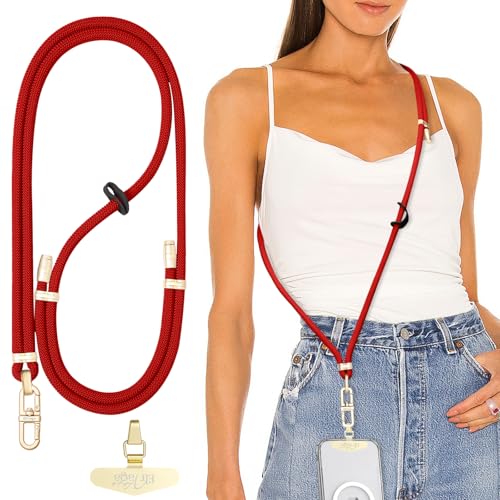Adjustable Anti-Theft Phone Lanyard Neck & Crossbody Strap with 0.2mm Metal Tab & Comfort-Fit 8mm Rope(Tangerine) - color: Tangerine