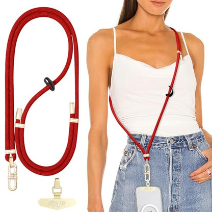 Adjustable Anti-Theft Phone Lanyard Neck & Crossbody Strap with 0.2mm Metal Tab & Comfort-Fit 8mm Rope(Tangerine) - color: Tangerine