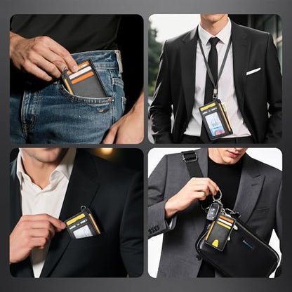 Mayski Slim Wallet, Credit Card Holder for Women, Minimalist Front Pocket RFID Blocking Card Cases, Small Wallet Women Men(Oiled Wax Black) - color: Oiled Wax Black