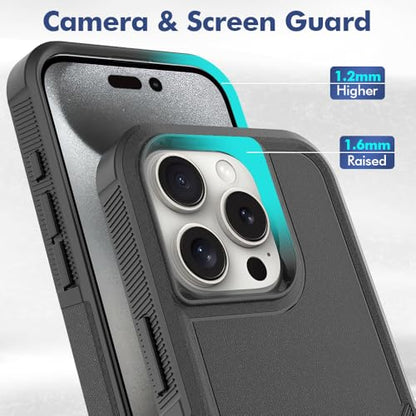 Heavy‑Duty Rugged Anti‑Drop Shockproof Protective Phone Case for iPhone 16 Pro, Durable Protective Shell, Black - color: Black, size: iPhone 16 Pro