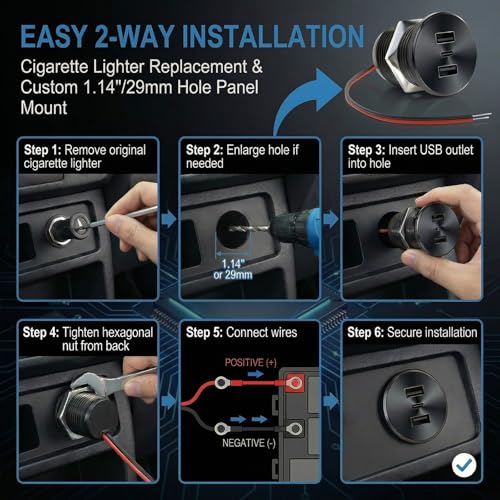 2PCS 72W RV USB Outlet All-Aluminum 12V/24V 3 Ports Recessed Mount - color: Black, size: 2P