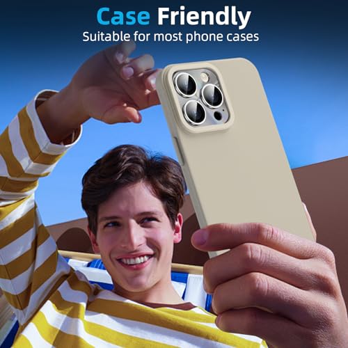 YWXTW Camera Lens Protector for iPhone 15 Pro Max/iPhone 15 Pro, [Lithography Laser Gradient] [5X Strengthen] Tempered Glass Screen Protector Metal Ring Back Camera Lens Cover (Natural Titanium) - color: Natural Titanium