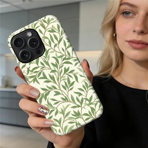 Case for iPhone 14 Pro Max, Shockproof Hybrid Protective Phone Case, Dual-Layer Drop Protection Anti-Scratch, Green Leaves - color: Green Leaves, size: iPhone 14 Pro Max
