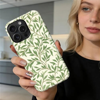 Case for iPhone 14 Pro, Shockproof Hybrid Protective Phone Case, Dual-Layer Drop Protection Anti-Scratch, Green Leaves - color: Green Leaves, size: iPhone 14 Pro