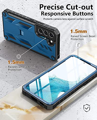 SOiOS for Samsung Galaxy S22 Protective Case: Military Grade Drop Proof Protection Mobile Phone Cover with Kickstand | Rugged Shockproof TPU Matte Textured Sturdy Phone Bumper (Blue) | 20FT Military-Grade Drop Shockproof Protection, Durable Matte Textured
