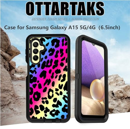 Compatible for Samsung Galaxy A15 Case with Screen Protector, Spider Cool Full Body Heavy Duty Black Shockproof 3-Layer Protective Case for Boys Men - color: Spider