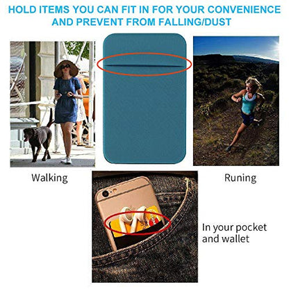Fulgamo Phone Wallet Stick on,Card Holder for Phone Case,Phone Card Holder - color: 2Black,1Teal Green