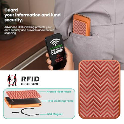 Nillkin FiberMate MagSafe Phone Wallet, RFID Blocking, Adjustable Stand - color: Orange