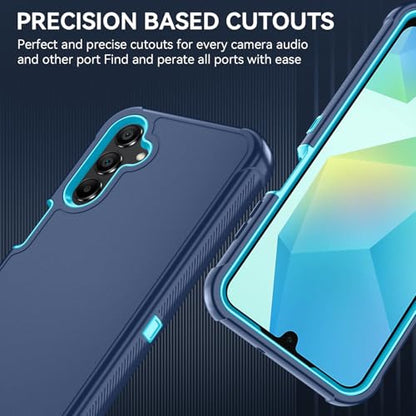 for Samsung Galaxy A16 5G Case : 3-Layer Shockproof Phone Cover with HD Screen Protector,Hybrid Protective Military-Grade Drop Protection for Galaxy A16 5G Phone Case (Blue/Glacier Blue) - color: Blue/Glacier Blue