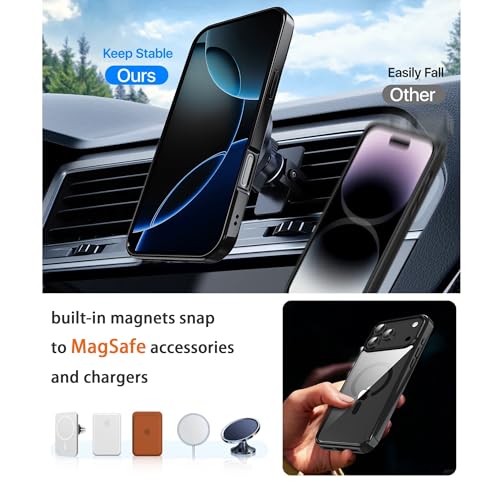 Magnetic iPhone 17 pro max Case Phone Case Cover, Screen Protectors X1, Compatible with Magsafe, Anti Yellowing,Slim,Shockproof, Protective (Black Magsafe, iPhone 17 pro max) - color: Black Magsafe, size: iPhone 17 Pro Max