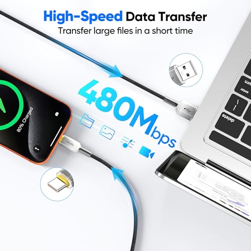 15FT USB A to USB C Cable 5-Pack, 60W 480Mbps Data, Nylon Braided - color: Grey, size: 15Feet