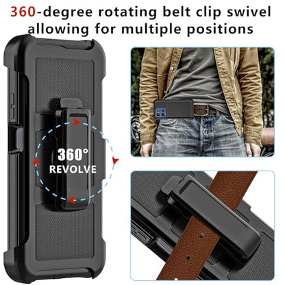 for Motorola Moto G 2026/2025 Case, for Moto G Play 2026 Case with Belt Clip Holster, Heavy Duty 2-Layer Protection, Anti-Drop, Shockproof Phone Cover (Black) - color: Black