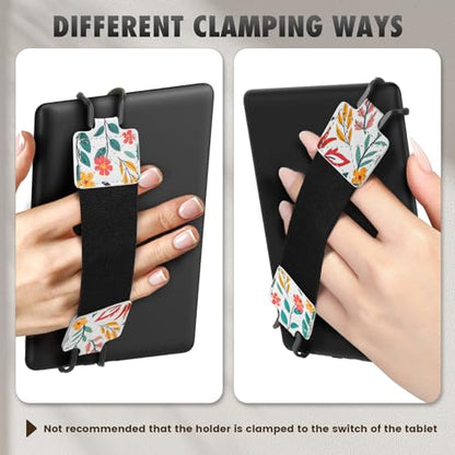 MoKo Security Hand-Strap for 6-8" Kindle eReaders Fire Tablets, Flowers - color: C-flowers Forest, style: Black Strap