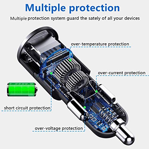 4 in 1 USB C Car Charger, 168W Multi USB Cigarette Lighter Adapter - color: PD3.0