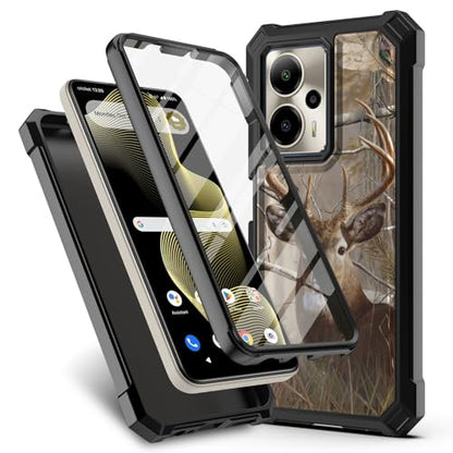 for Cricket Outlast 5G 2024 Case (SN509C),AT&T Motivate Pro 5G (SN509A) w/[Built-in Screen Protector] Dual Layer Shockproof [Military-Grade][Full-Body] Protective Cover Women Man Tree Camo Deer Hunt - color: BLD IN DEER CAMO