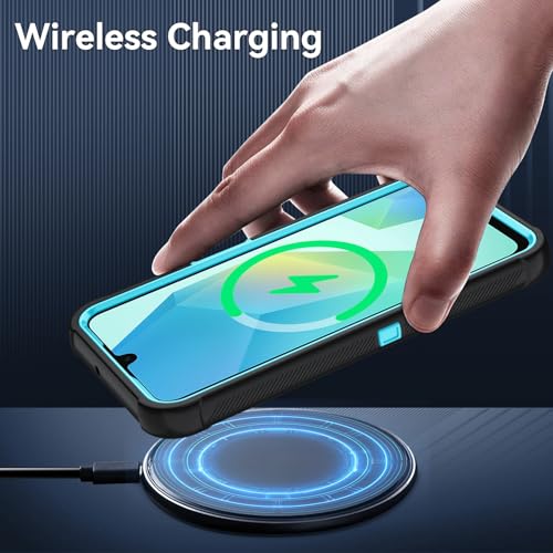 for Samsung Galaxy A16 5G Case : 3-Layer Shockproof Phone Cover with HD Screen Protector,Hybrid Protective Military-Grade for Galaxy A16 5G Phone Case (Black/Glacier Blue) - color: Black/Glacier Blue