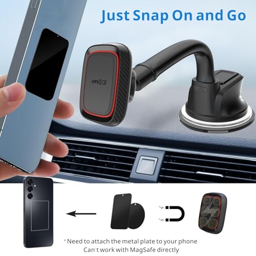 APPS2Car Magnetic Car Phone Holder Mount with Flexible Gooseneck Arm