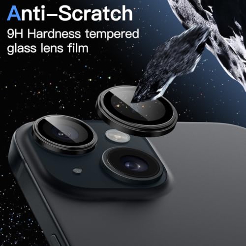 JETech Camera Lens Protector for iPhone 15/15 Plus, Black, 1 Set