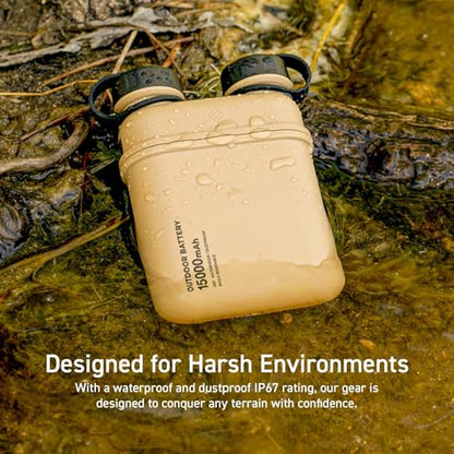 NESTOUT Rugged Power Bank, 15000mAh Outdoor Charger, 32W USB C Fast Charging PD, Waterproof IP67, Heavy Duty Shockproof, Tactical Battery Pack for iPhone Tablet Hiking Camping Survival (Gray) - color: Gray Blue