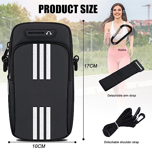 Phone Holder for Running Armband Cell Phone Purse Crossbody for Women Men Kids,iPhone 17 16 15 14 13 12 11 Pro Max Xs 16e Xr X 8 7 Plus Mini Pouch,Galaxy S26 S25 S24 Ultra Note Arm Bag Black - color: 01-Black with Crossbody Strap&Hook