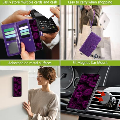 Varikke for Samsung Galaxy S25 Wallet Case Magnetic Detachable, Deep Purple - color: Dark Purple, size: Galaxy S25 6.2"