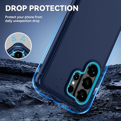 for Samsung Galaxy S26 Ultra Case with HD Screen Protector, 3-Layer Shockproof Military Grade Full Body Protection, Heavy Duty Hybrid Protective Phone Cover (Navy/Blue) - color: Navy/Blue