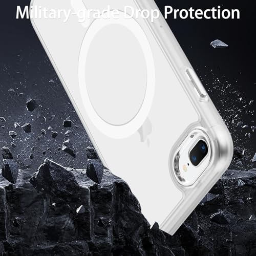 DUEDUE for iPhone 8 Plus Case, iPhone 7 Plus Case Magnetic[Compatible with Magsafe], Translucent Matte Back Protective Cover Shockproof Phone Case for iPhone 7 Plus/8 Plus, White - color: White