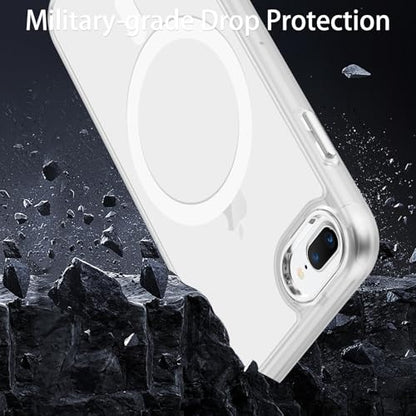 DUEDUE for iPhone 8 Plus Case, iPhone 7 Plus Case Magnetic[Compatible with Magsafe], Translucent Matte Back Protective Cover Shockproof Phone Case for iPhone 7 Plus/8 Plus, White - color: White