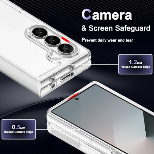 Case for Samsung Galaxy Z Fold 6, Military Grade Drop Protection Clear Phone Case, Yellowing Resistant, Anti-Scratch Hard PC Back, Shockproof Hard Ultra-Thin Protective Cover, Transparent - size: Samsung Galaxy Z Fold6