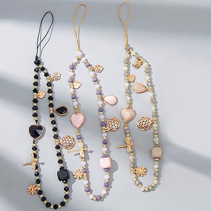 Phone Wrist Lanyards, Cute Phone Wrist Strap, Beaded Cellphone Lanyard Charms Strap For iPhone Case Keychain ID Badges Smartphones Accessories, Brown Heart - color: Brown Heart