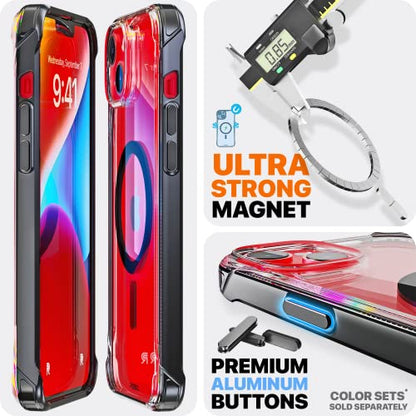 Phone REBEL Clear Case for iPhone 14 Plus [Crystal Series Gen-4] Strong MagSafe Compatible, Anti-Scratch, Non-Yellowing, Protective Shockproof Bumpers, Metal Buttons, 6.7 in 2023 Cover (Crystal Black) - color: Crystal Black, size: iPhone 14 Plus