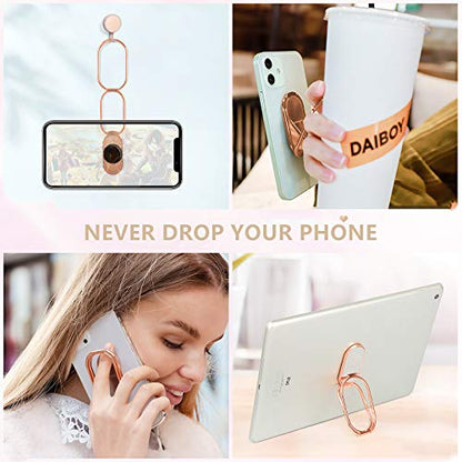 Phone Ring Holder Finger Kickstand 360°Rotation Cellphone Back Grip Foldable Cell Phone Stand for Desk Compatible with iPhone iPad Smartphones Tablets (Rose Gold) - color: Rose Gold