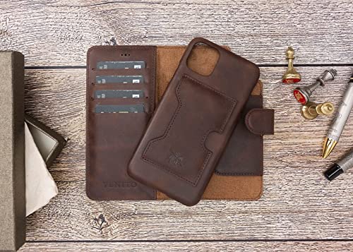 Venito Florence Leather Wallet Phone Case Compatible with iPhone 13 Pro Max (6.7 inch) - Extra Secure with RFID Blocking - Detachable Phone Wallet (Coffee Brown) - color: Coffee Brown, size: iPhone 13 Pro Max