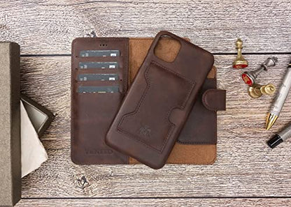 Venito Florence Leather Wallet Phone Case Compatible with iPhone 13 Pro Max (6.7 inch) - Extra Secure with RFID Blocking - Detachable Phone Wallet (Coffee Brown) - color: Coffee Brown, size: iPhone 13 Pro Max