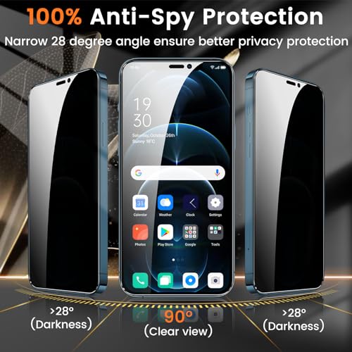 Lesakit 3+3 Pack Privacy Screen Protector for iPhone 12 Pro Max 6.7-Inch with 3 Pack Camera Lens Protector, Anti Spy Tempered Glass Film 9H Hardness Bubble Free Case Friendly - size: iPhone 12 Pro Max
