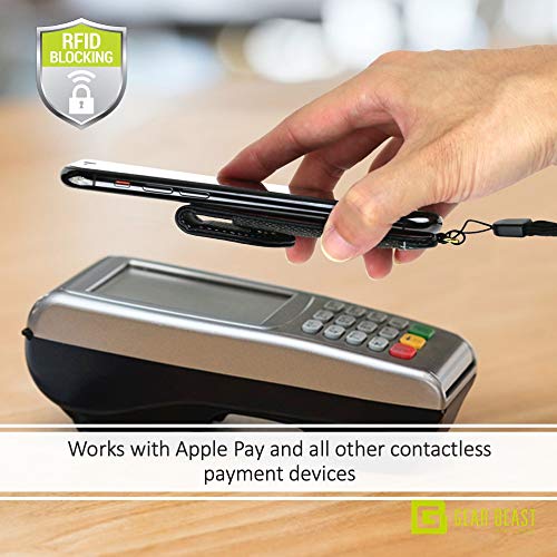 Cell Phone Wallet for Back of Phone with Wrist Strap, Stick On Wallet Credit Card ID Holder with RFID Protection Compatible with iPhone, Galaxy & Most Smartphones and Cases - color: Charcoal Gray